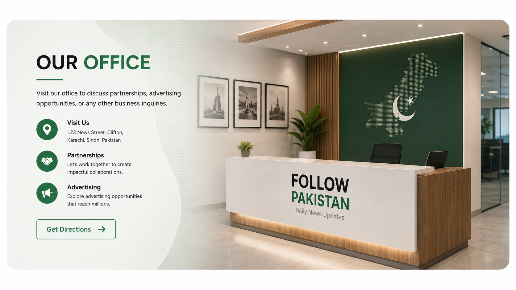 Follow Pakistan office reception